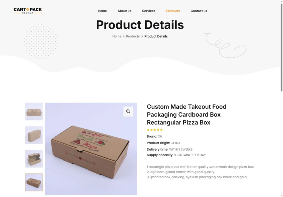 Product page with photos and specs — real screen