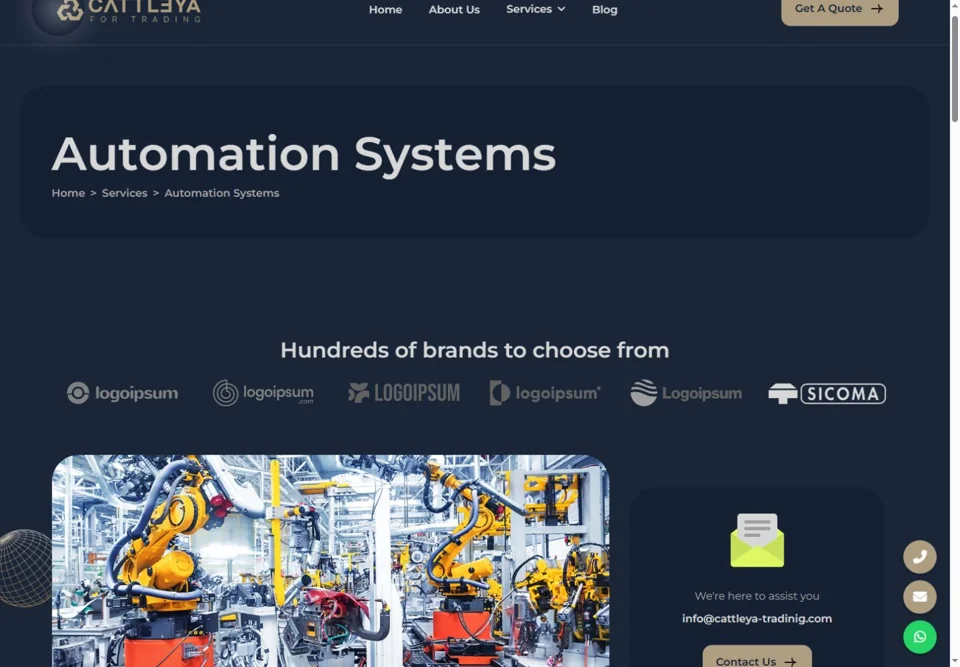 Automation systems service page — real screen