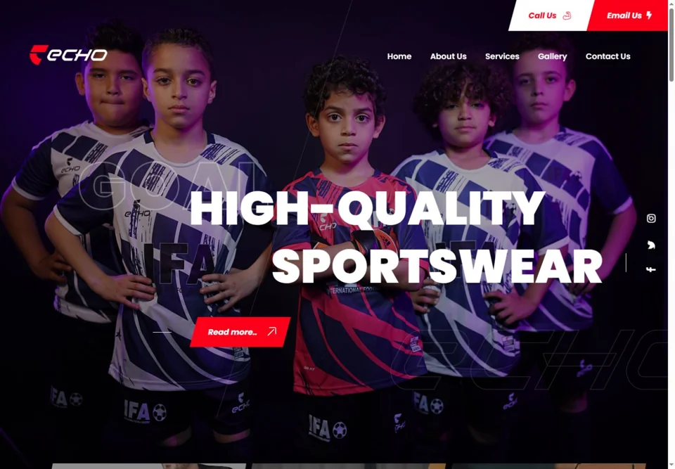 Home page with a bold photo opening — real screen