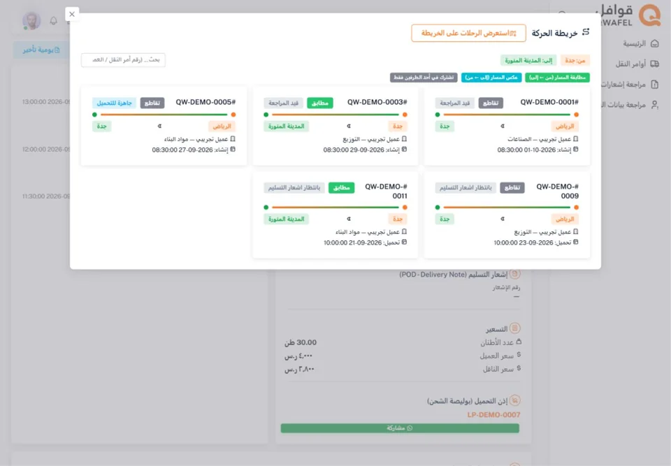 Matching and intersecting routes— real screen
